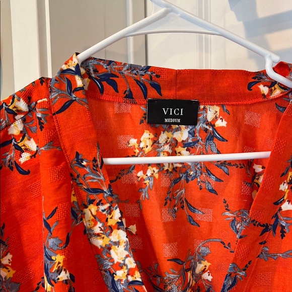Vici Vibrant Orange Floral Kimono - Picture 2 of 10
